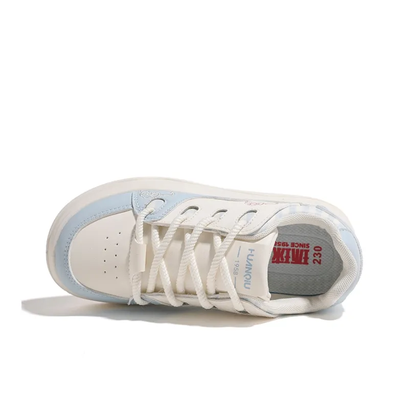 HUANQIU Cushioning, Abrasion Resistant, Height Increasing Low Top Skateboard Shoes Women's Beige Blue-2