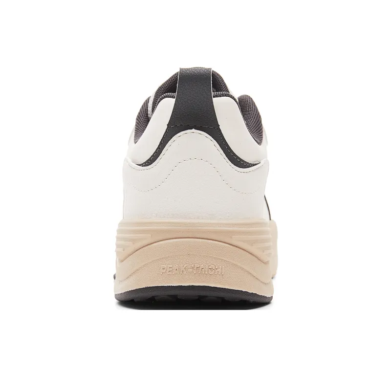 PEAK Taichi Strolling Coverage Cushioning Abrasion Resistant Low Top Skateboard Shoes Men's Ivory Dark Gray-4