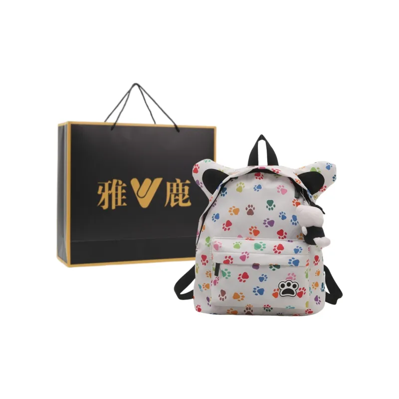 Yalu Fabric Work Backpack Women's Colorful Footprints/Brown Leopard Print/Pink Leopard Print/Black Footprints-4