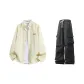 Yellow White Striped Shirt+Black Pants