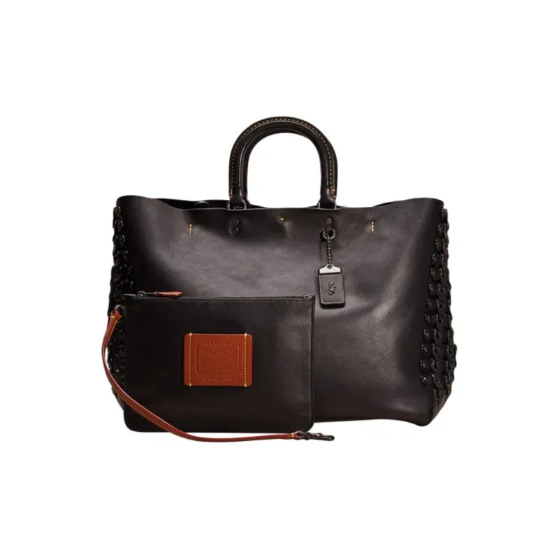COACH Rogue Genuine Leather Tote Briefcase Laptop Bag Handbag Shoulder Bag Crossbody Bag Large Size Unisex Black-1