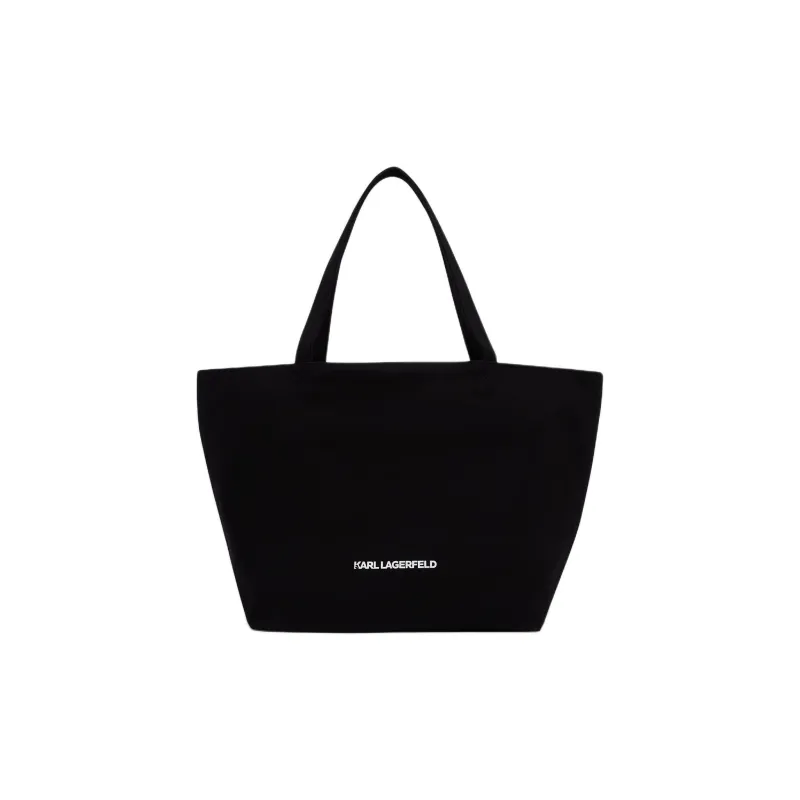 KARL LAGERFELD IKON Recycled Cotton Tote Bag, Shopping Bag, Shoulder Bag Women's Black-1