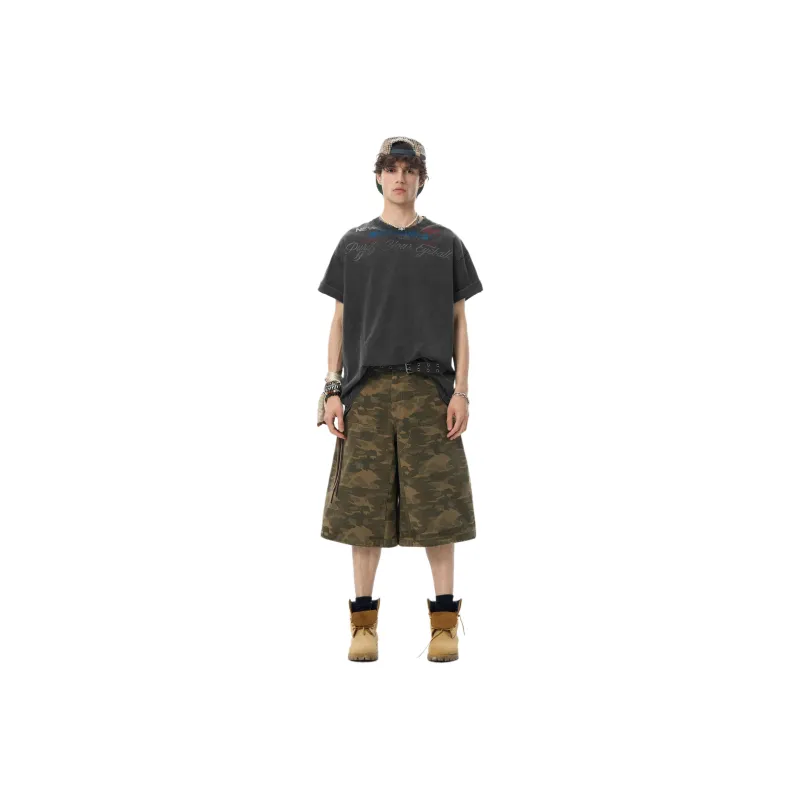 JHYQ Cargo Shorts Unisex Army Green Camouflage-0