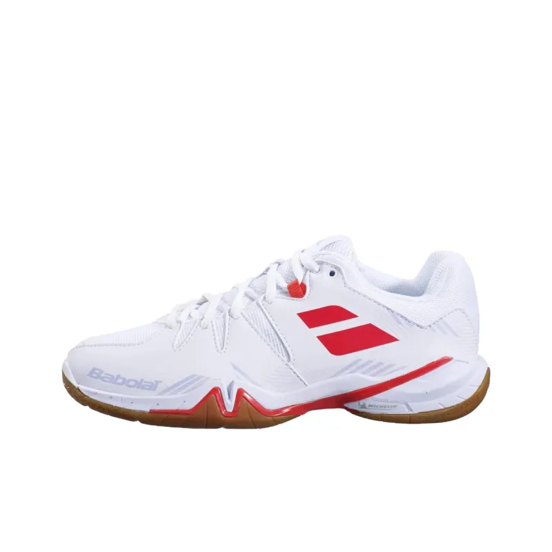 Babolat SHADOW SPIRIT Abrasion Resistant Low Top Badminton Shoes Women's White Red-0