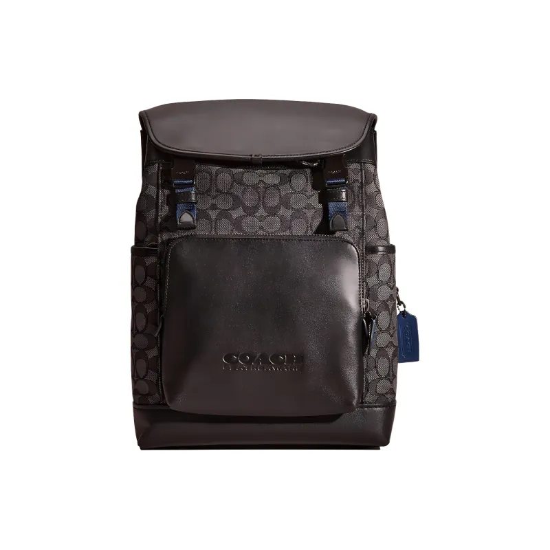 COACH Jacquard Fabric With Leather Backpack Tubas Men's Black-0