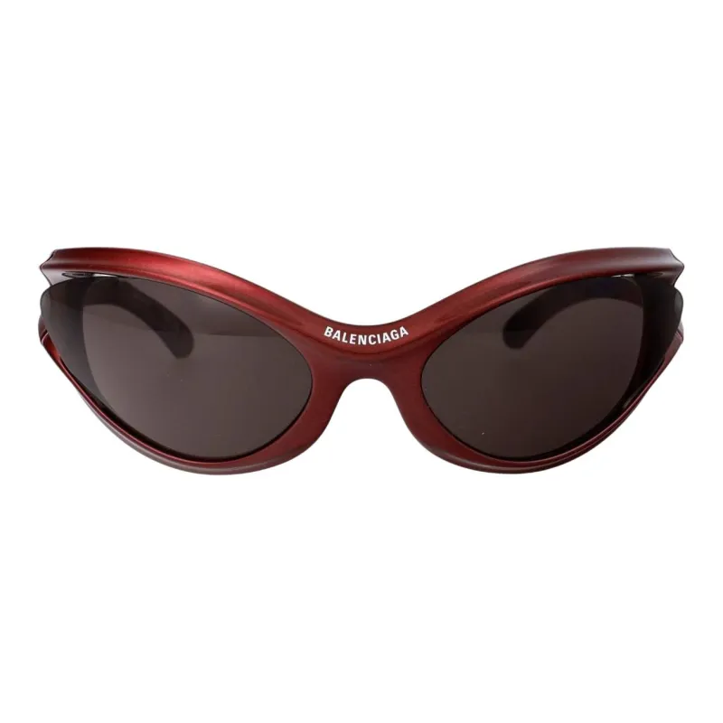 Balenciaga Acetate Metal Irregular Shape Sunglasses Women's Burgundy-1
