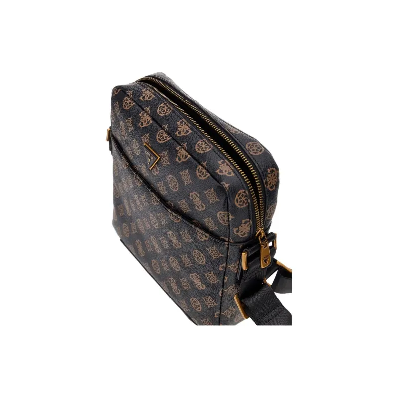 GUESS Litchi Grain Genuine Leather Shoulder Bag Crossbody Bag Men's Brown-2