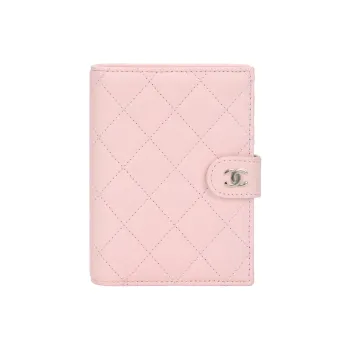 CHANEL Litchi Cow Leather Passport Holder Regular Women's Pink