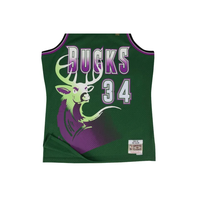 Mitchell & Ness Milwaukee Bucks Alternate 1996 97 Ray Allen Swingman Jersey-2