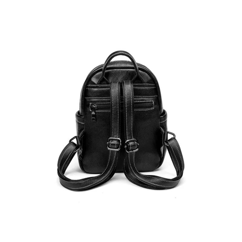 VANDEE Microfiber With Cow Leather Backpack Travel Bag Trumpets Women's Black-2