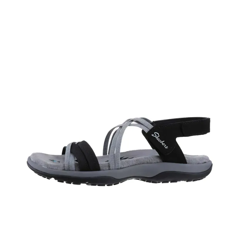 Skechers Reggae Slim One Strap Sandals Women's Black Gray-0