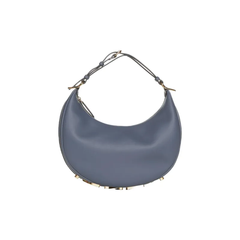FENDI Fendigraphy Calfskin Hobo Bag, One Shoulder Handbag Trumpets Women's Blue-0