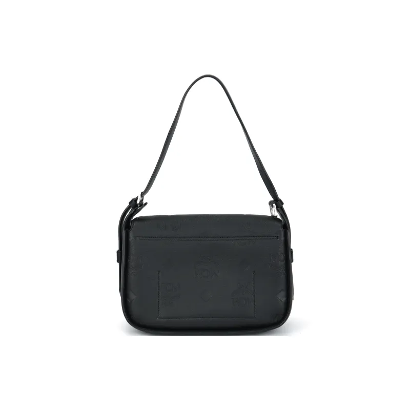 MCM Aren Leather Shoulder Bag, Crossbody Bag Trumpets Women's Black-2