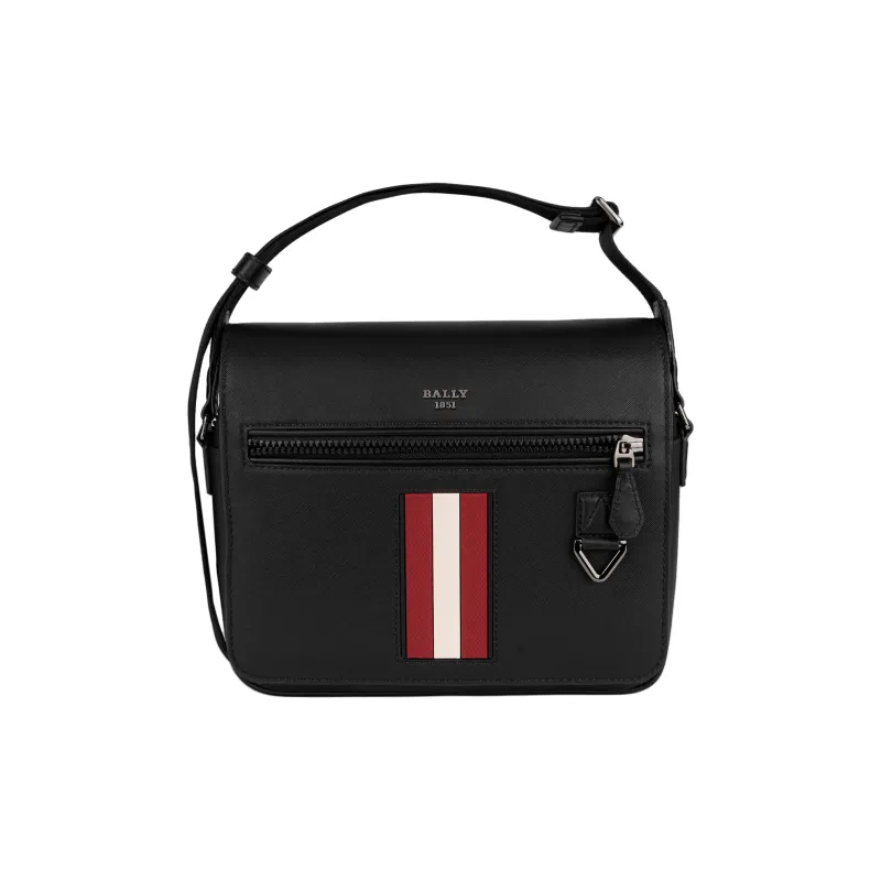 BALLY Leather Shoulder Bag, Crossbody Bag Men's Black-0