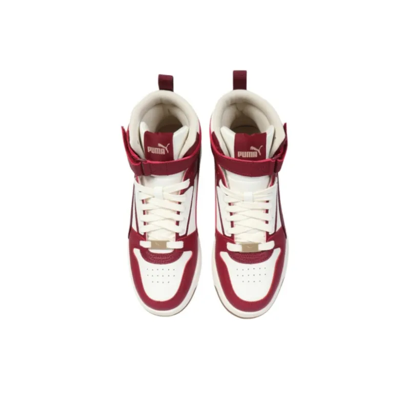 PUMA Rebound Joy Anti Slip Wear Resistant High Top Skateboard Shoes Unisex Red White-2