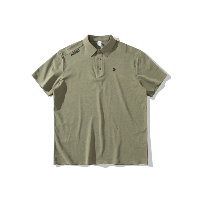 GEWO Jewel Basic Logo Print Seamless Rubber Lapel Short Sleeved Casual Versatile Polo Shirt Unisex-6