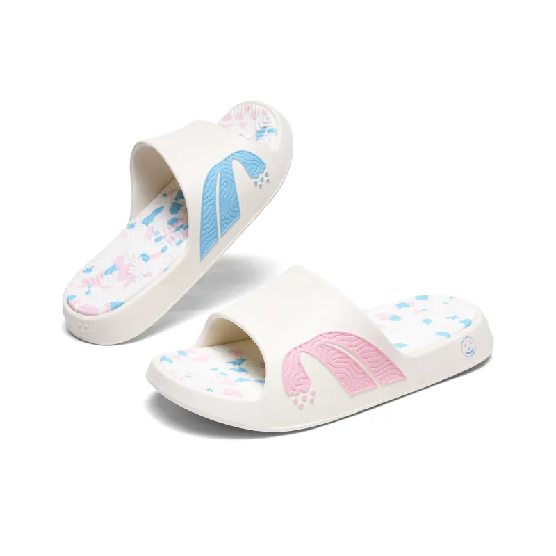DUANGOU Quiet Slip Resistant Abrasion Resistant Slide Slippers Unisex Two Tone Ice Cream-3