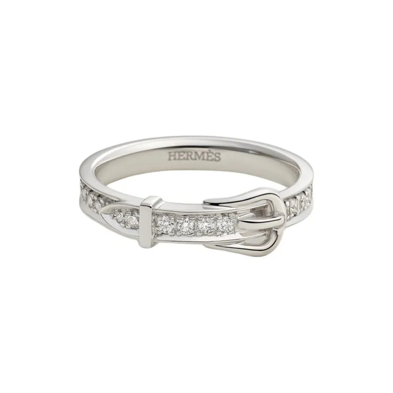 HERMES White Gold, Diamond Rings Unisex Silver-0