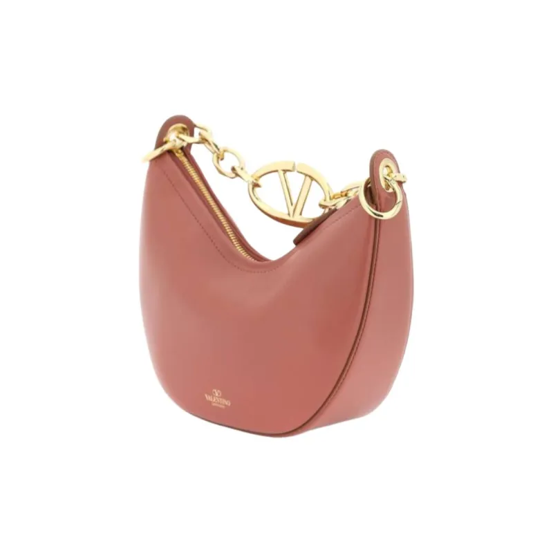 Valentino Vlogo Moon Soft Sheepskin Hobo Bag, Crossbody One Shoulder Handbag Women's Nude Pink-0