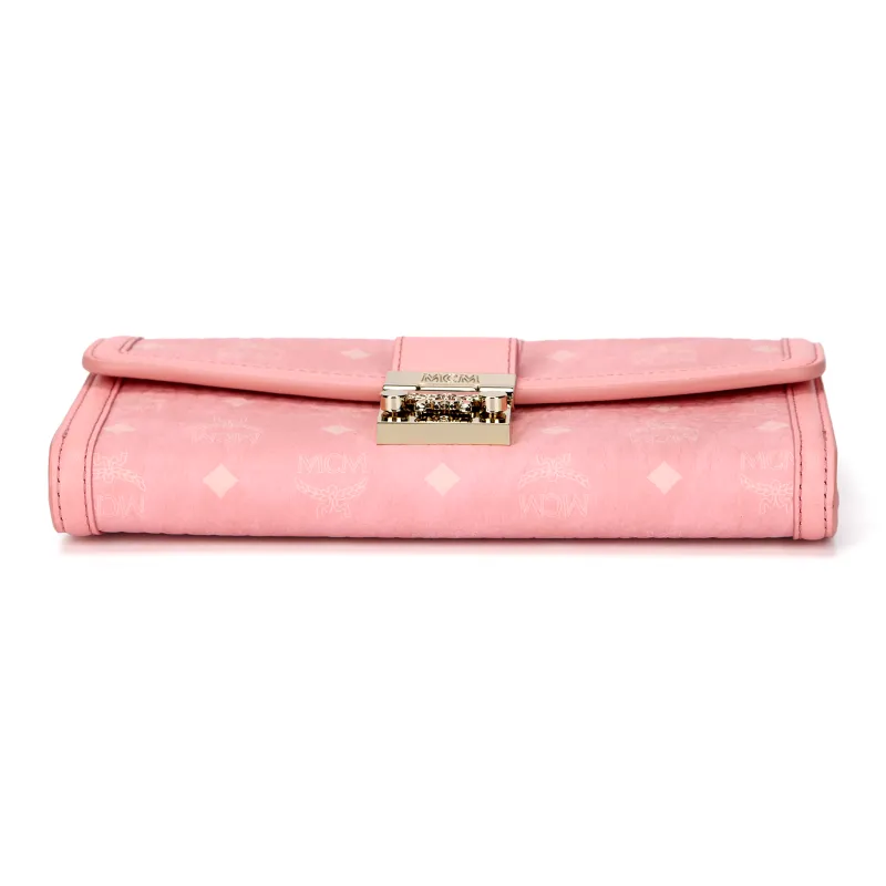 MCM Tracy Visetos Coated Canvas Shoulder Bag Tubas Women's Cherry Blossom Pink-3