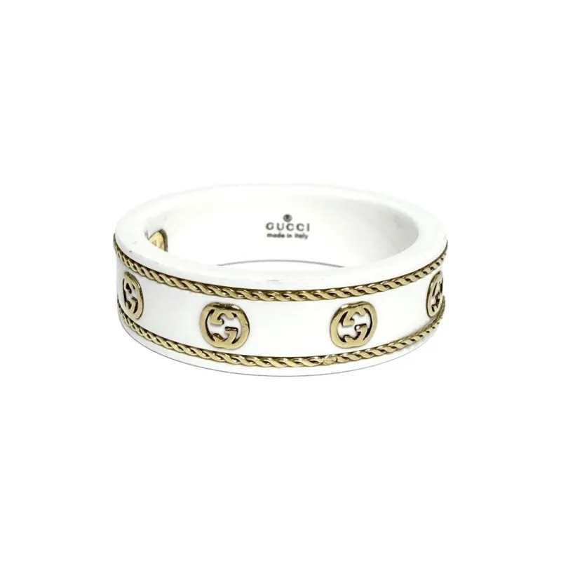 GUCCI 18K Gold Rings Men's White-1