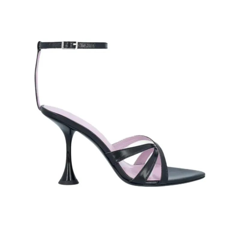 By Far Juliette One Strap Sandals 10cm Women's Black-1