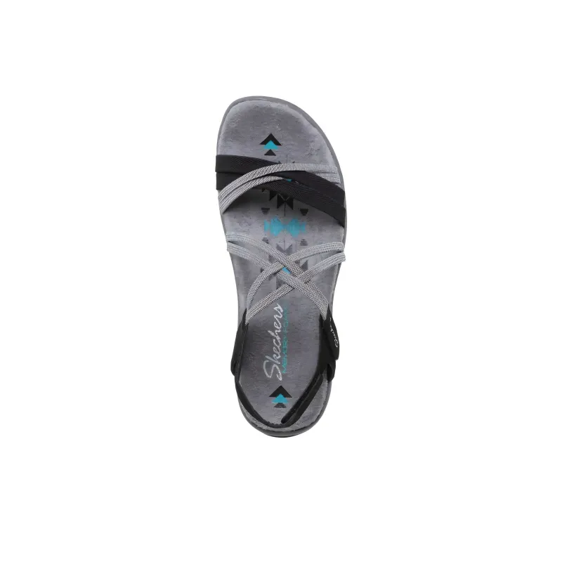 Skechers Reggae Slim One Strap Sandals Women's Black Gray-3