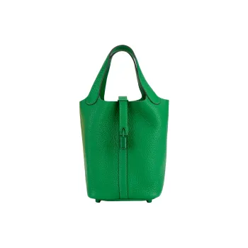 HERMES Picotin Lock Clemence Bullock Leather Bucket Bags Handbags Women's 1K Bambou Bamboo Green