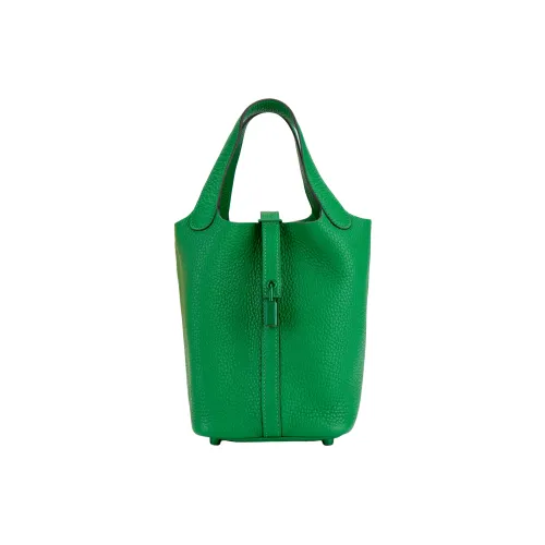 HERMES Picotin Lock Clemence Bullock Leather Bucket Bags Handbags Women's 1K Bambou Bamboo Green