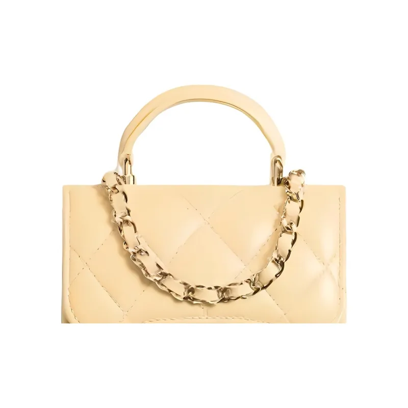 CHANEL Lambskin Portable Crossbody Clutch Women's Chick Yellow-1