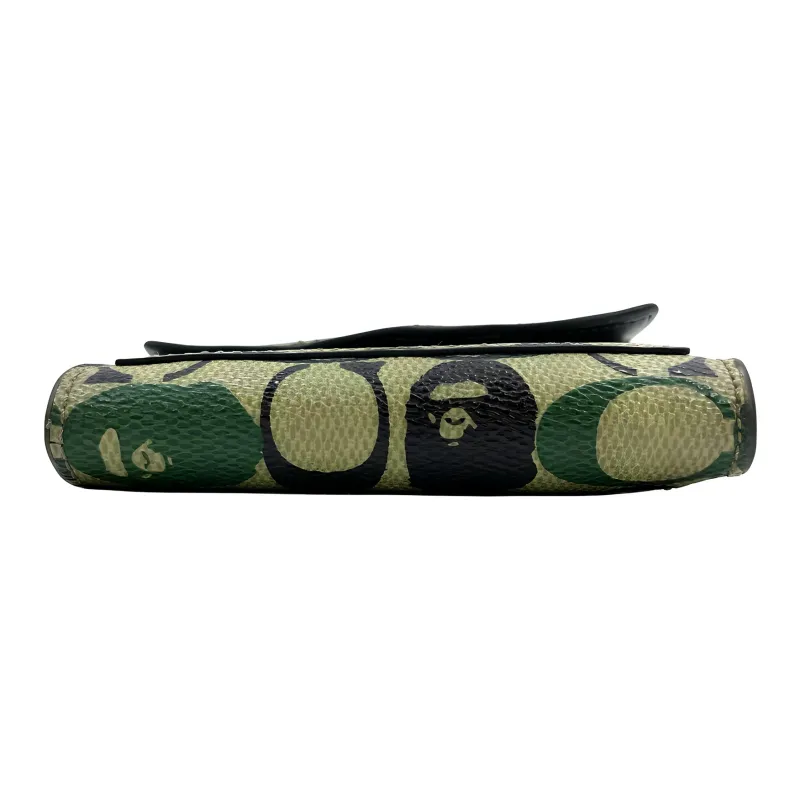 COACH Bape Collaboration Canvas Wallet Small Size Men's Yellow & Green-2