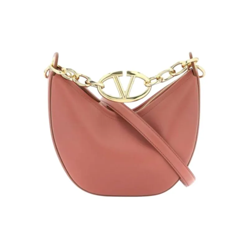 Valentino Vlogo Moon Soft Sheepskin Hobo Bag, Crossbody One Shoulder Handbag Women's Nude Pink-2