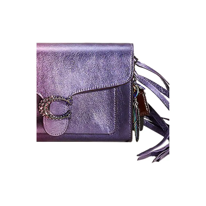 COACH Tabby Leather One Shoulder Crossbody Clutches Small Size Women's Metal Purple/Metal Pink-3
