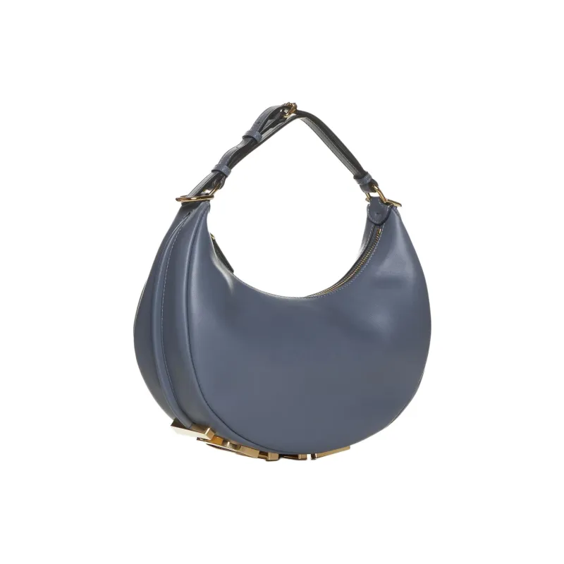 FENDI Fendigraphy Calfskin Hobo Bag, One Shoulder Handbag Trumpets Women's Blue-1