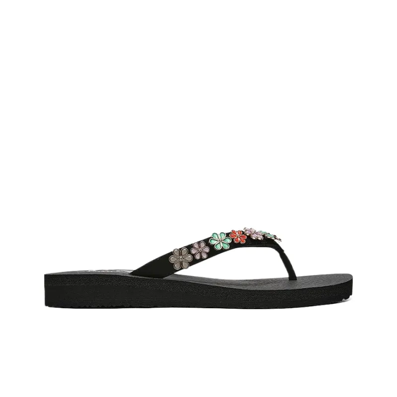 Skechers CALI Abrasion Resistant Flip Flops Women's Black Multicolor-1