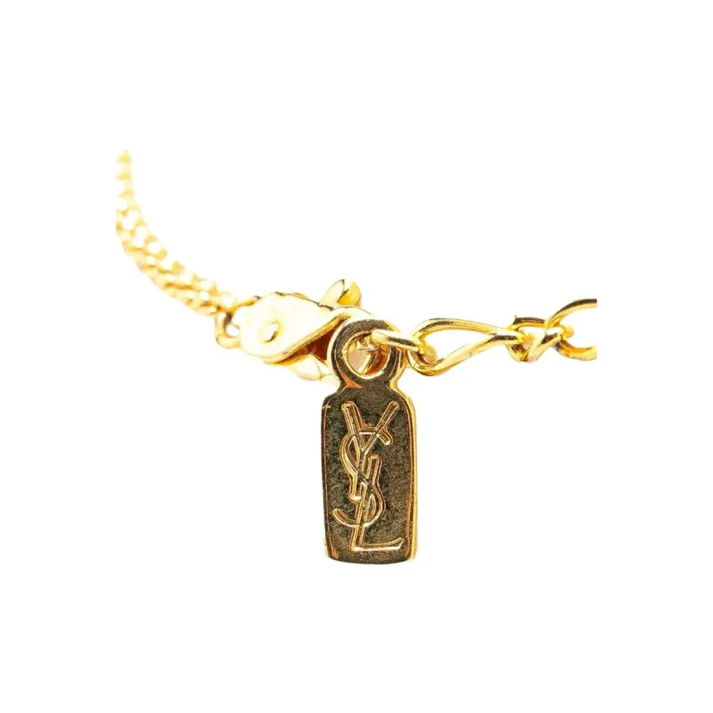 SAINT LAURENT 20th Century Plated Heart Pendant Necklace Costume Necklace-1