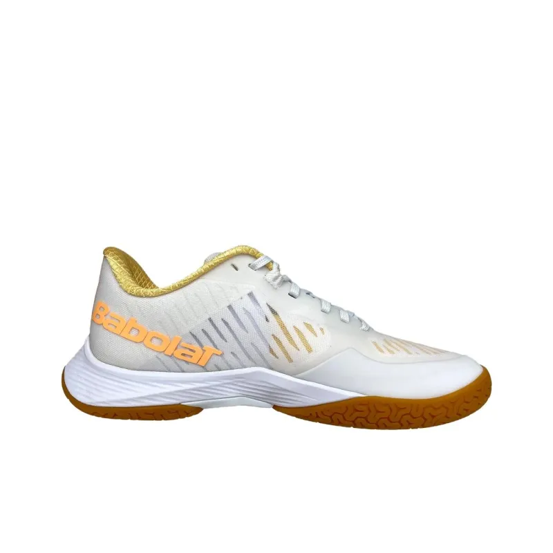 Babolat Abrasion Resistant Low Top Tennis Shoes Women's White Yellow-1