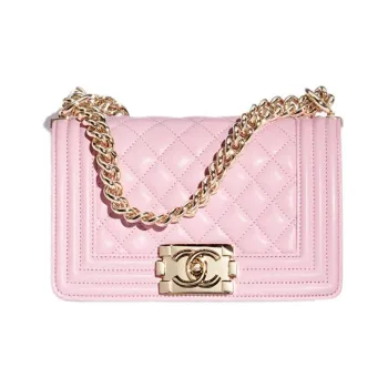 CHANEL Calfskin Shoulder Bag Small Size Women's Light Pink Red