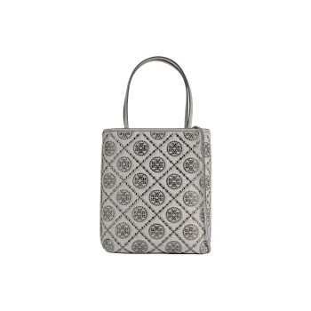 TORY BURCH T Monogram Cow Leather Tote Bag, Shopping Bag, Shoulder Bag, Handbag Mini Women's Gray