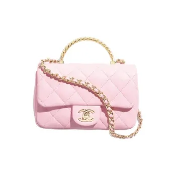 CHANEL Lambskin Shoulder Bag, Crossbody Bag Mini Women's Light Pink Red