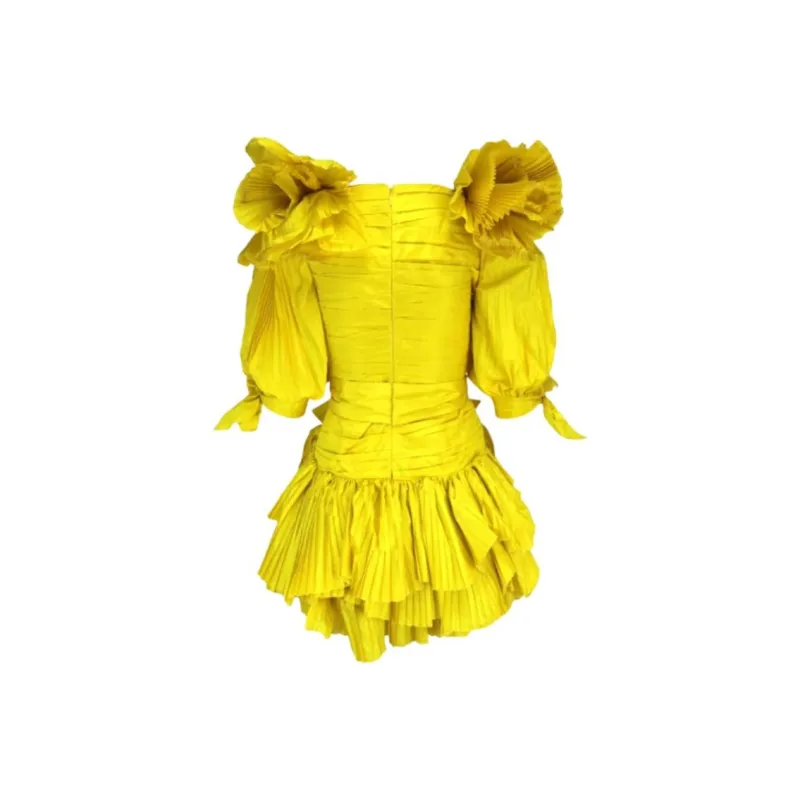 GUCCI Short Sleeved Dress Women's Bright Yellow-1