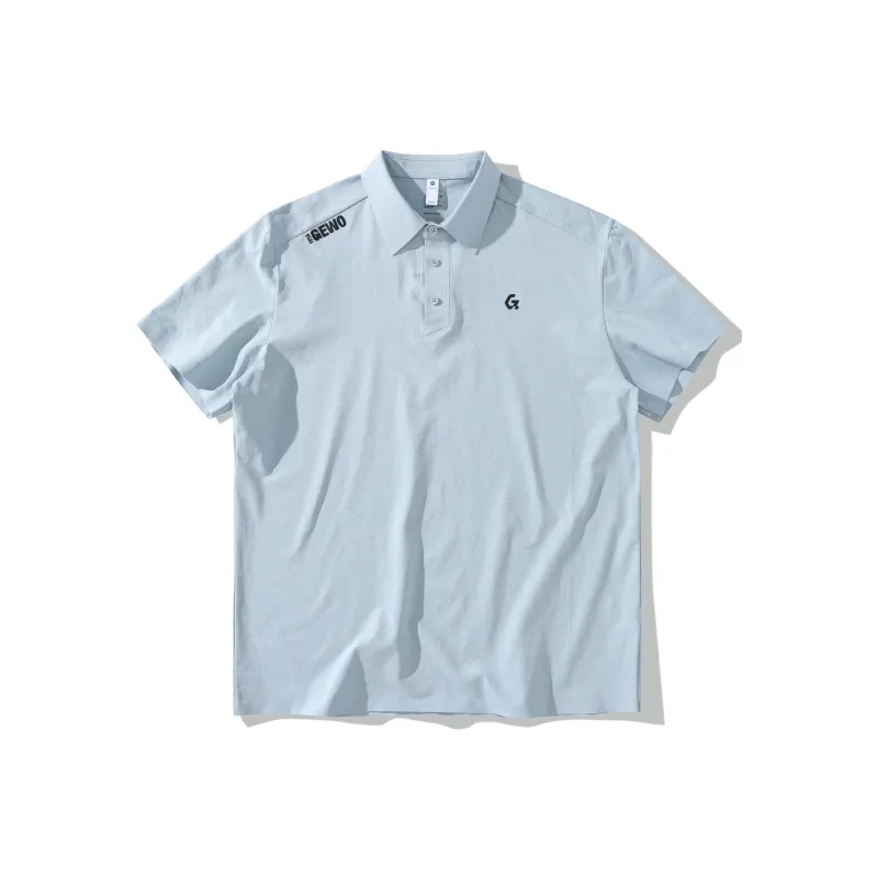 GEWO Jewel Basic Logo Print Seamless Rubber Lapel Short Sleeved Casual Versatile Polo Shirt Unisex-2