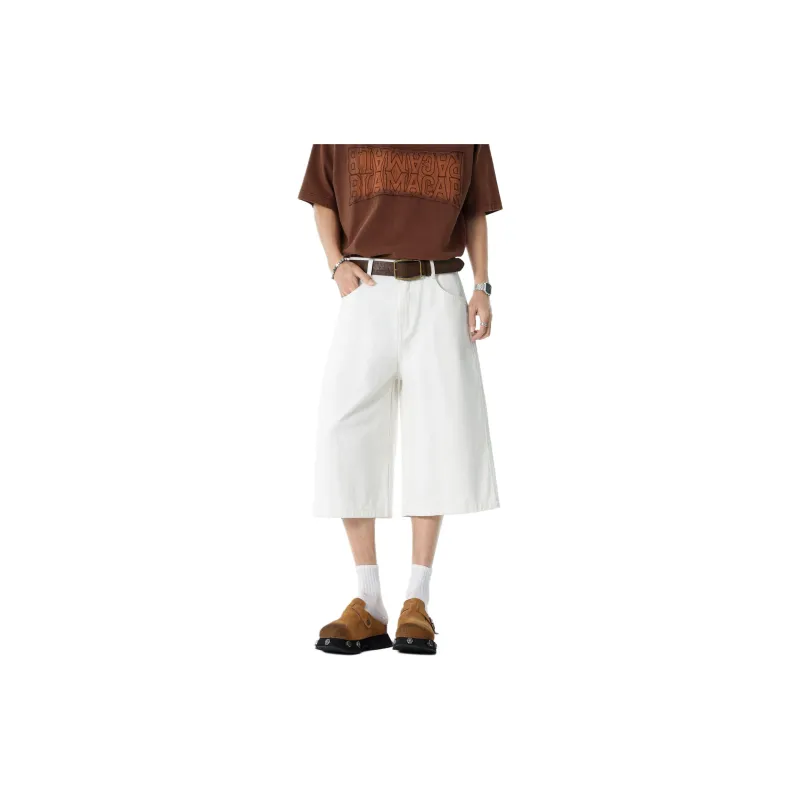 Ang2 Stu Denim Shorts Unisex White-0