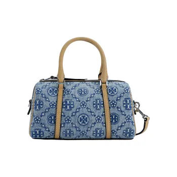 TORY BURCH T Monogram Denim Mini Barrel Bag Powder Blue