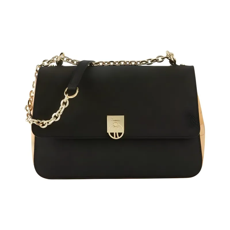 Alviero Martini Saffiano Textured Fabric Shoulder Bag Crossbody Bag Women's Black-0