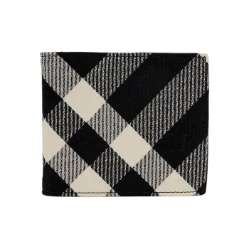 Burberry Polyester Blended Cotton Wallet Men's Black & Plain White
