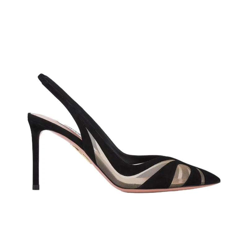 AQUAZZURA Lune Sling Slim Heel High Heels 8.5cm Women's Black-1