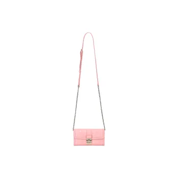MCM Tracy Visetos Coated Canvas Shoulder Bag Tubas Women's Cherry Blossom Pink