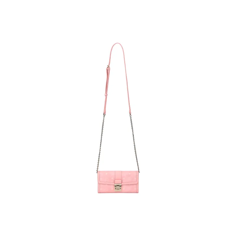 MCM Tracy Visetos Coated Canvas Shoulder Bag Tubas Women's Cherry Blossom Pink-0