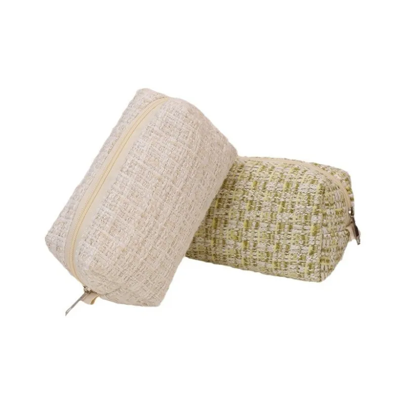ZHIYIN Refreshing Plaid Skincare Product Storage Bag Large Capacity Portable Make up Tools-4